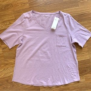 NWT Eileen Fisher Organic Cotton T shirt light purple casual size large petite.